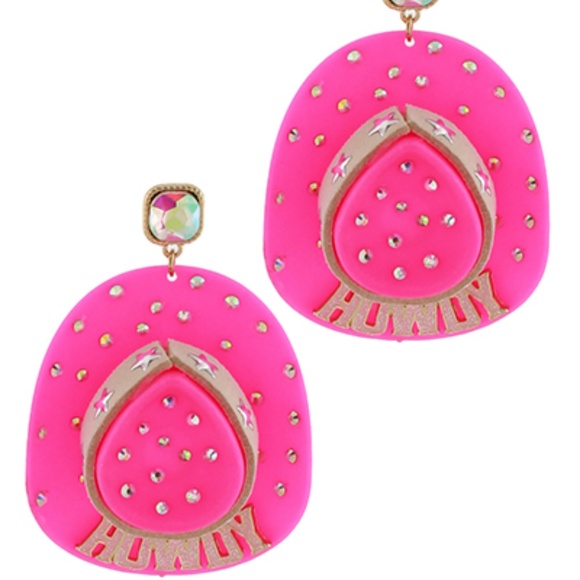HOWDY Cowboy Hat Earrings - Picture 1 of 2